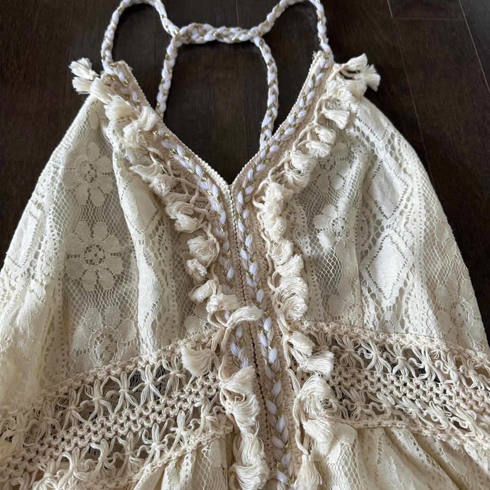 Chic Lace Cream Midi Dress - Picture 3 of 11